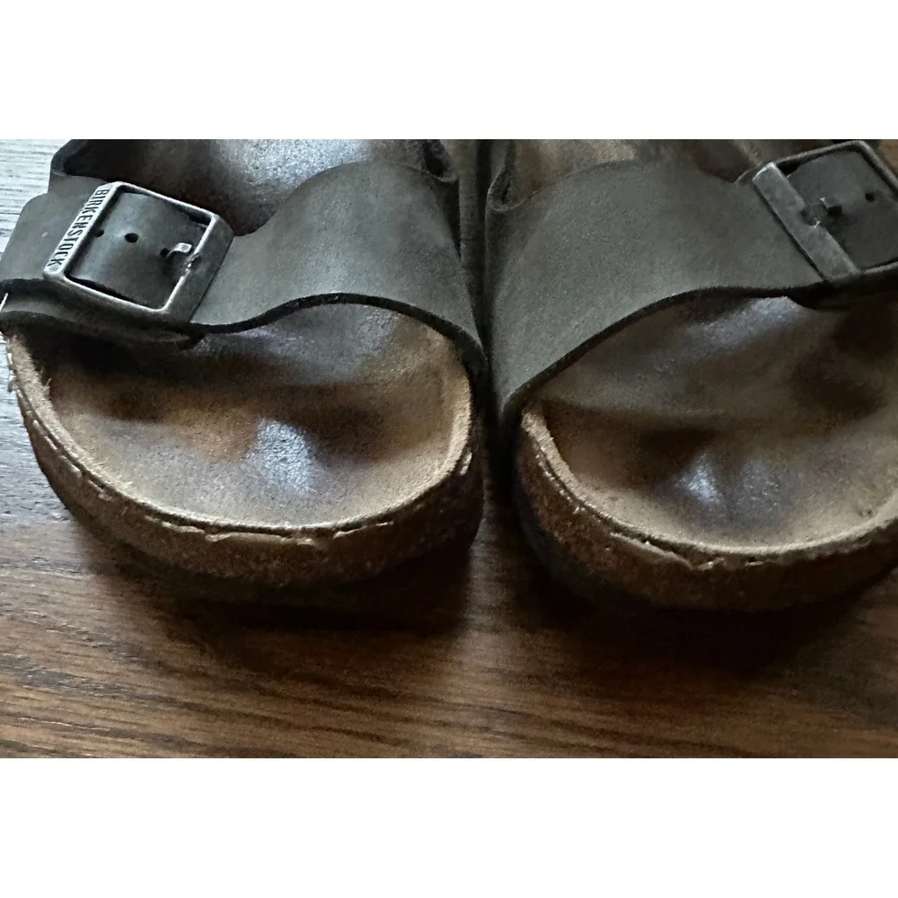 Birkenstock Arizona Men 42 Dark Gray Leather Cork Slide Sandal Comfort Gorpcore